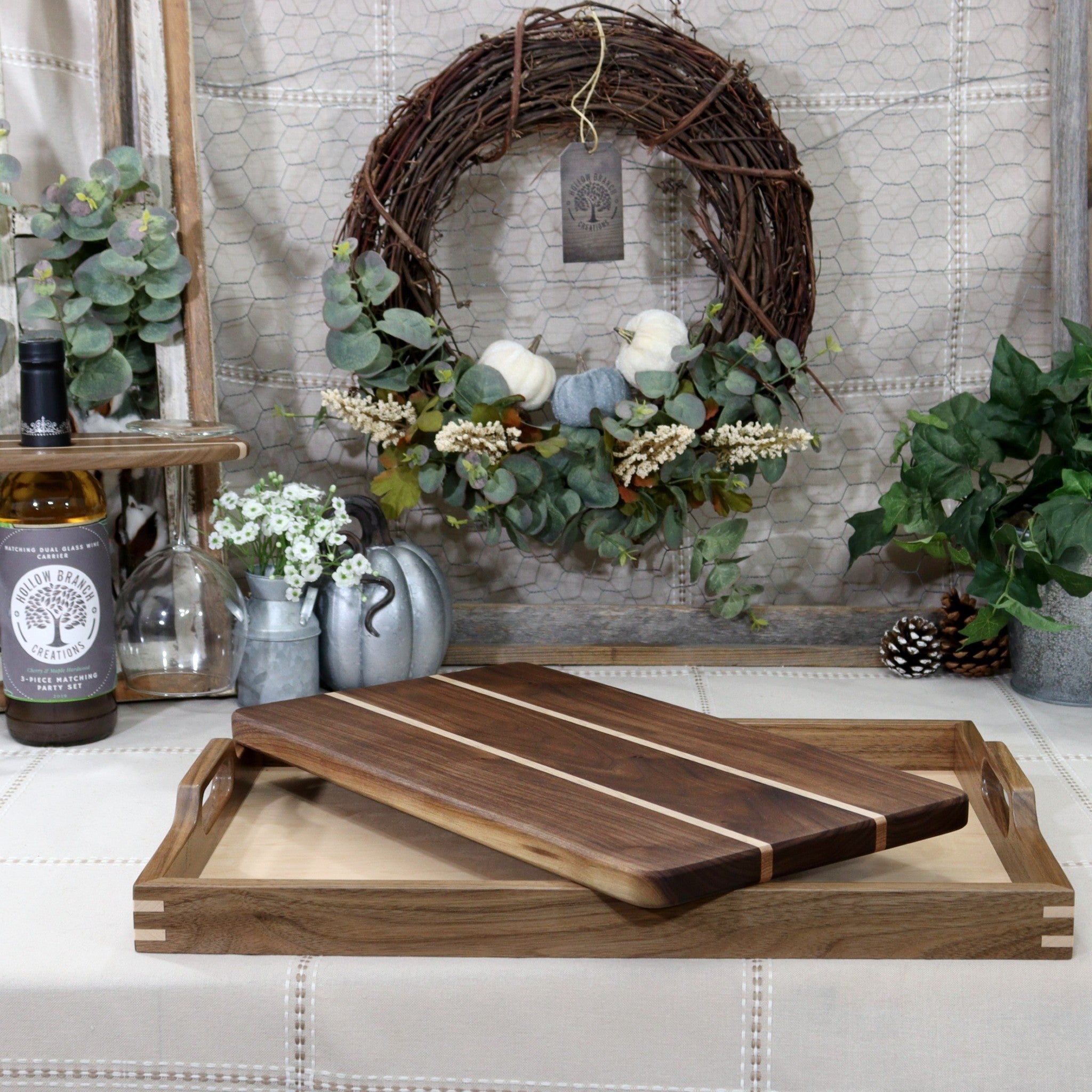 2-in-1 Large Wooden Chopping Board & Serving Tray - by LARHN