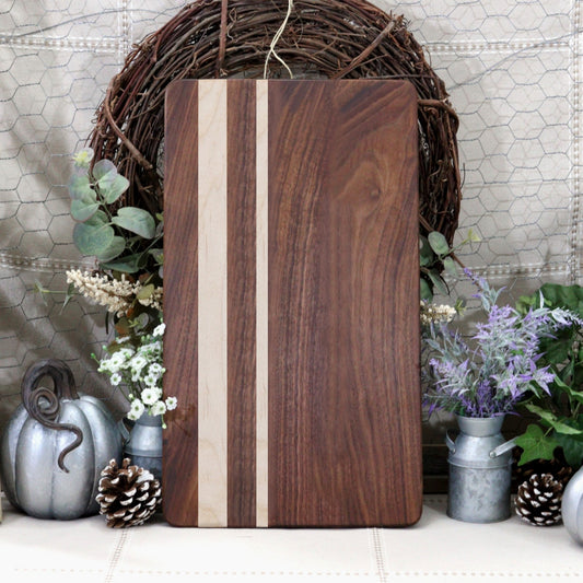 Walnut Cutting Board With Offset Maple Inlay