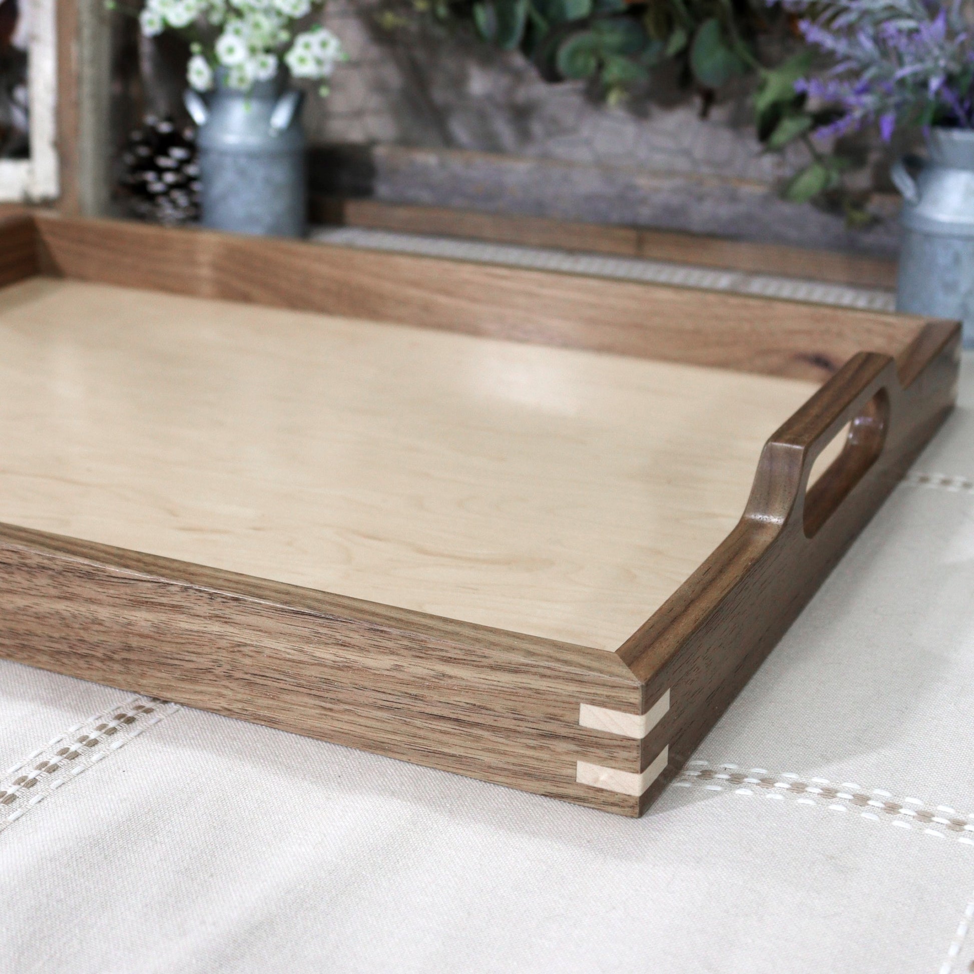 Walnut Hollow Pine & Baltic Birch Rectangle Serving Tray with Handles